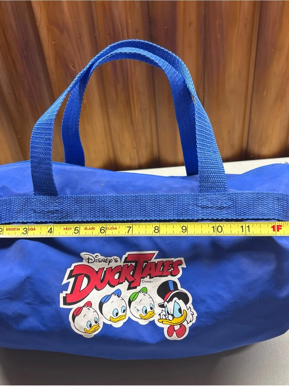 Vintage Disney Duck Tales Duffle Bag Blue Kids youth small 13” Long 1990s 90s